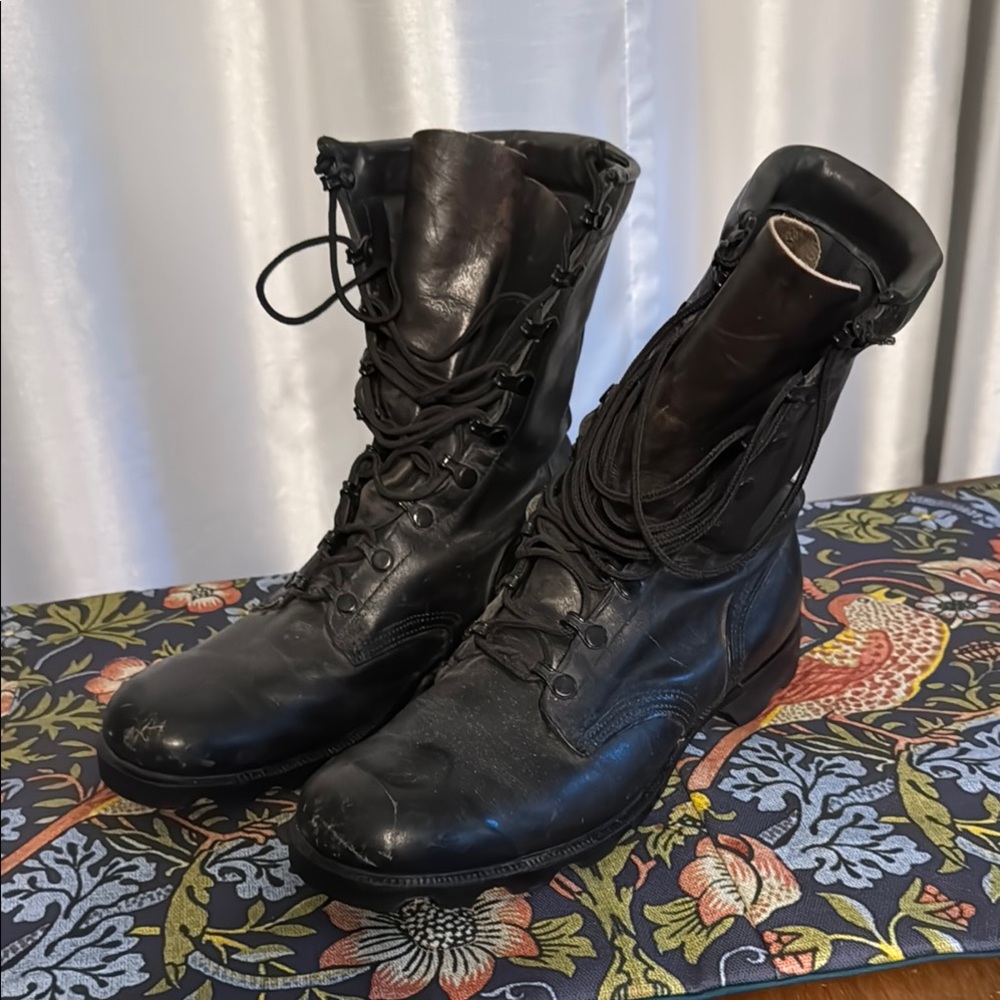 Black Tactical Combat Boots with Sturdy Build
